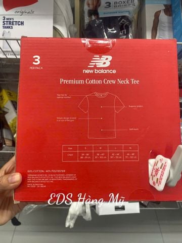  Set 3 áo thun cotton nam cổ tròn tay ngắn New Balance Premium Cotton Crew Neck Tee 