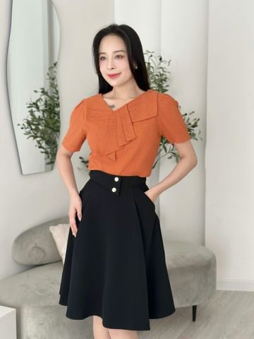  Áo kiểu công sở nữ tính form eo cổ lệch cách điệu thời trang Eden - ASM255 