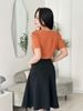 Áo kiểu công sở nữ tính form eo cổ lệch cách điệu thời trang Eden - ASM255