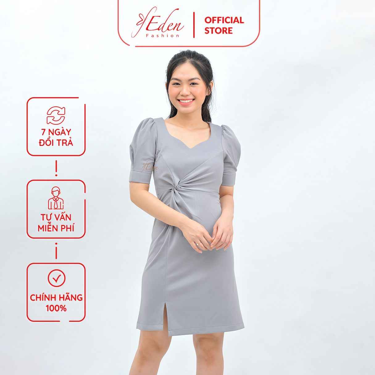 Váy đầm nữ công sở thời trang Eden xoắn eo - D416
