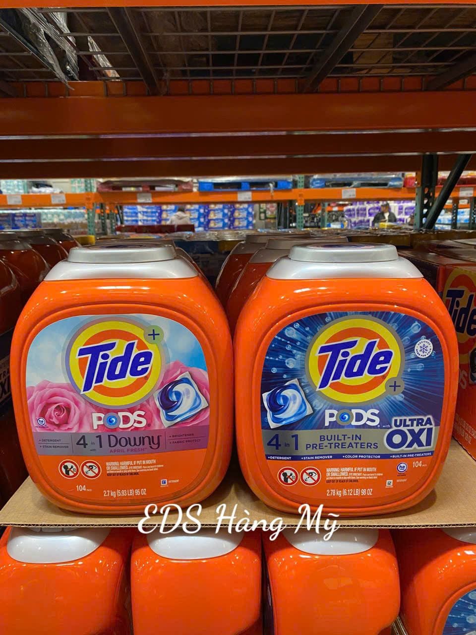 Viên giặt xả Tide Pods 4 in 1 thùng nhựa 104 viên