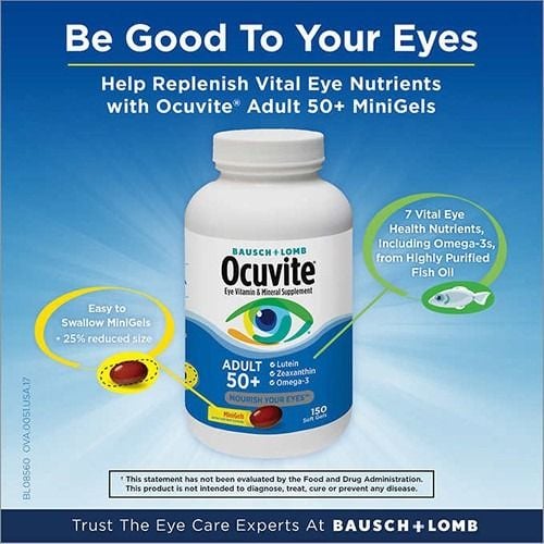 Viên uống bổ mắt dành cho người trên 50 tuổi Ocuvite Adult 50+ - Lọ 150 viên