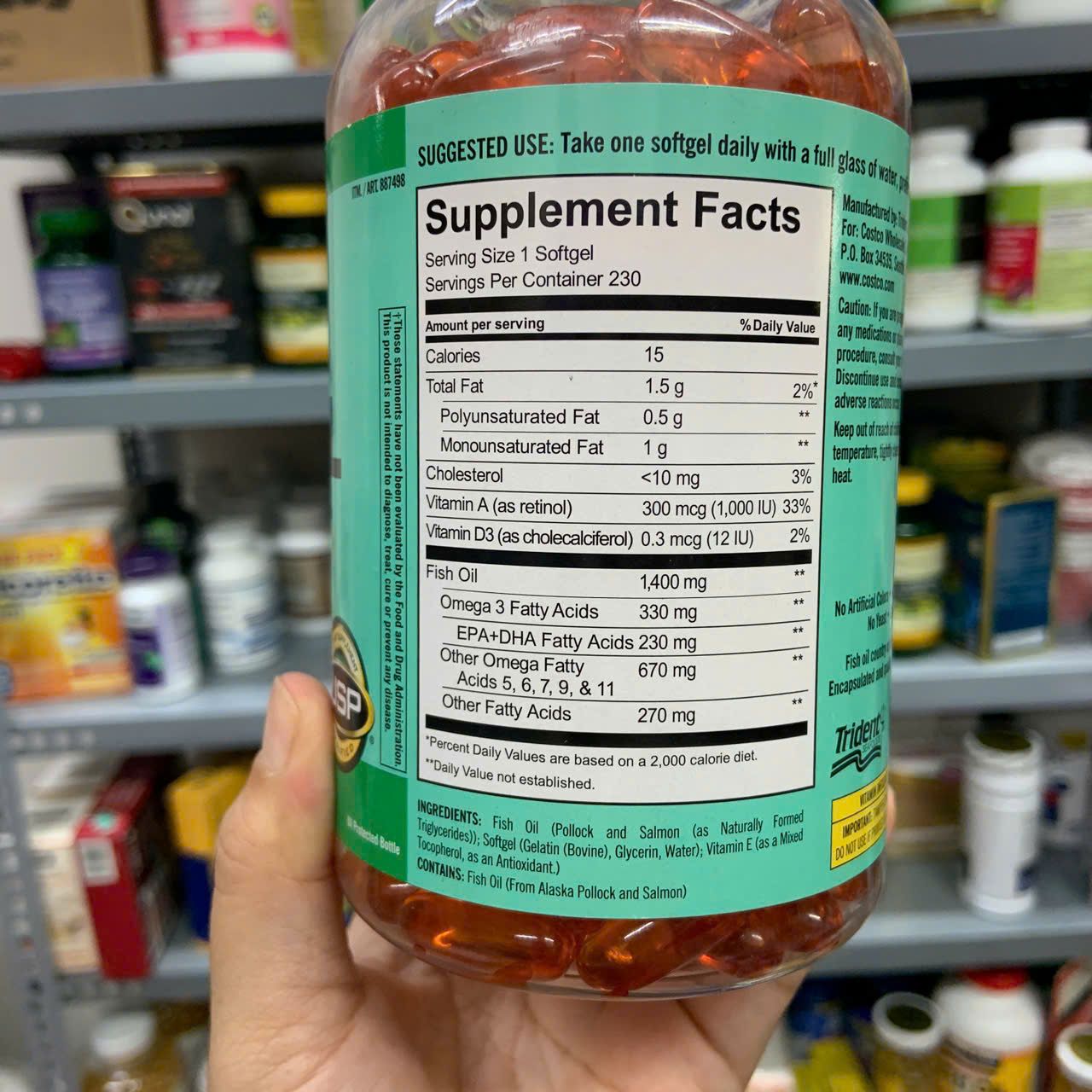 Viên uống dầu cá Kirkland Wild Alaskan Fish Oil 1400mg