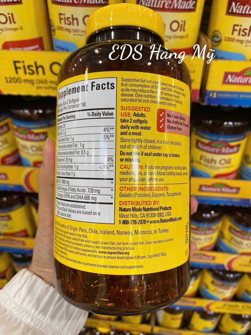 Viên uống dầu cá Nature Made Fish Oil Omega 3 1200mg