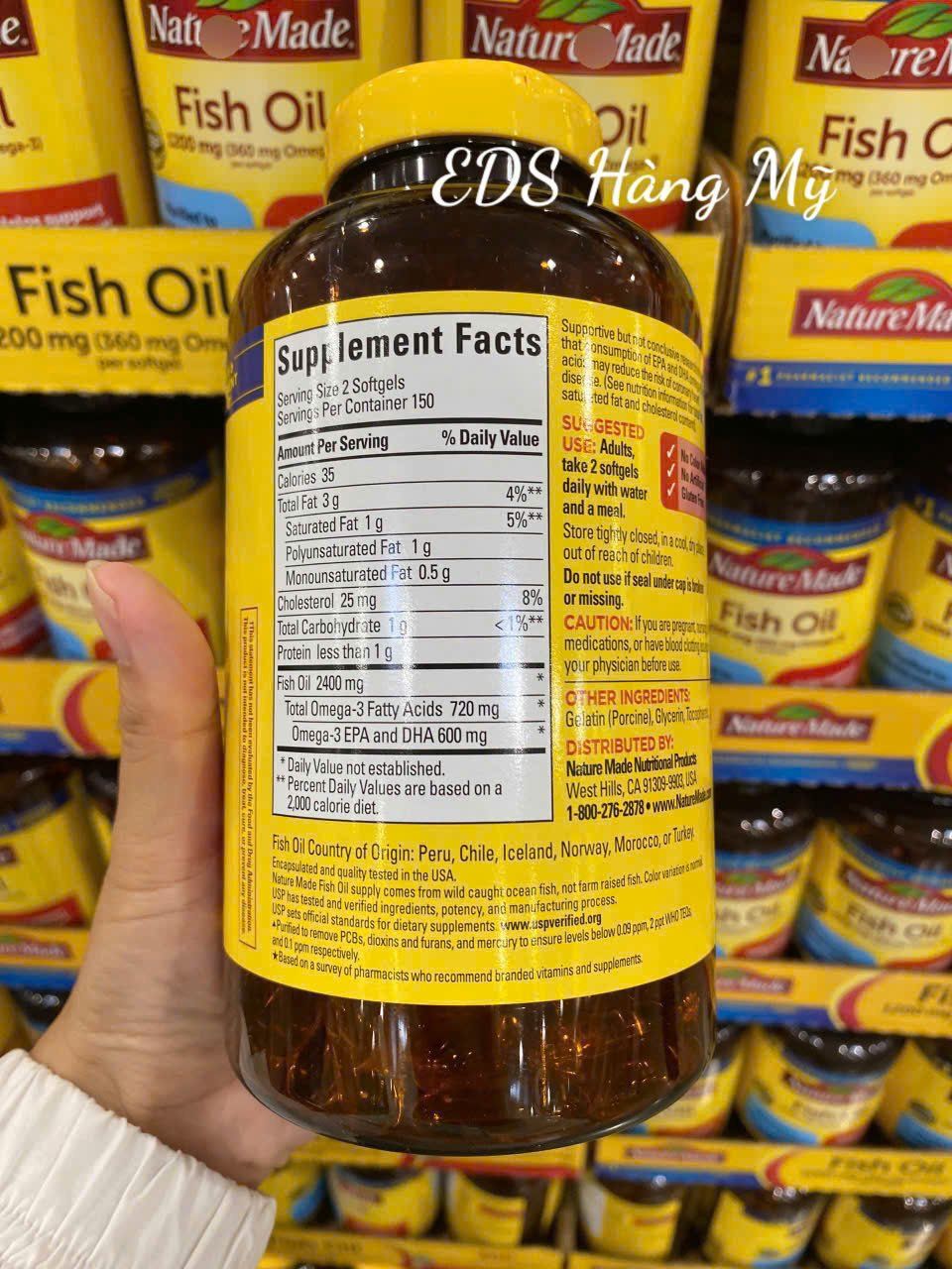 Viên uống dầu cá Nature Made Fish Oil Omega 3 1200mg