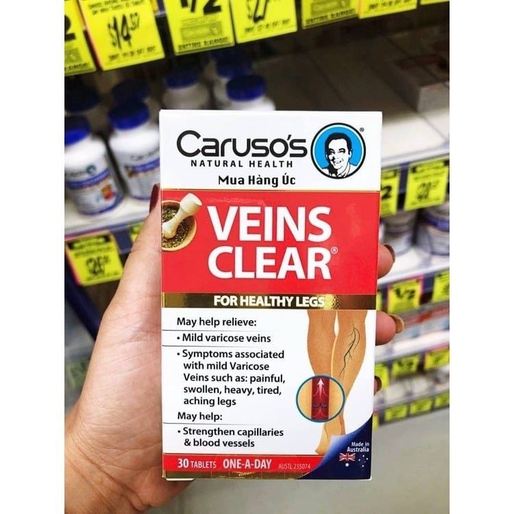 Viên uống giảm suy giãn tĩnh mạch Caruso’s Veins Clear
