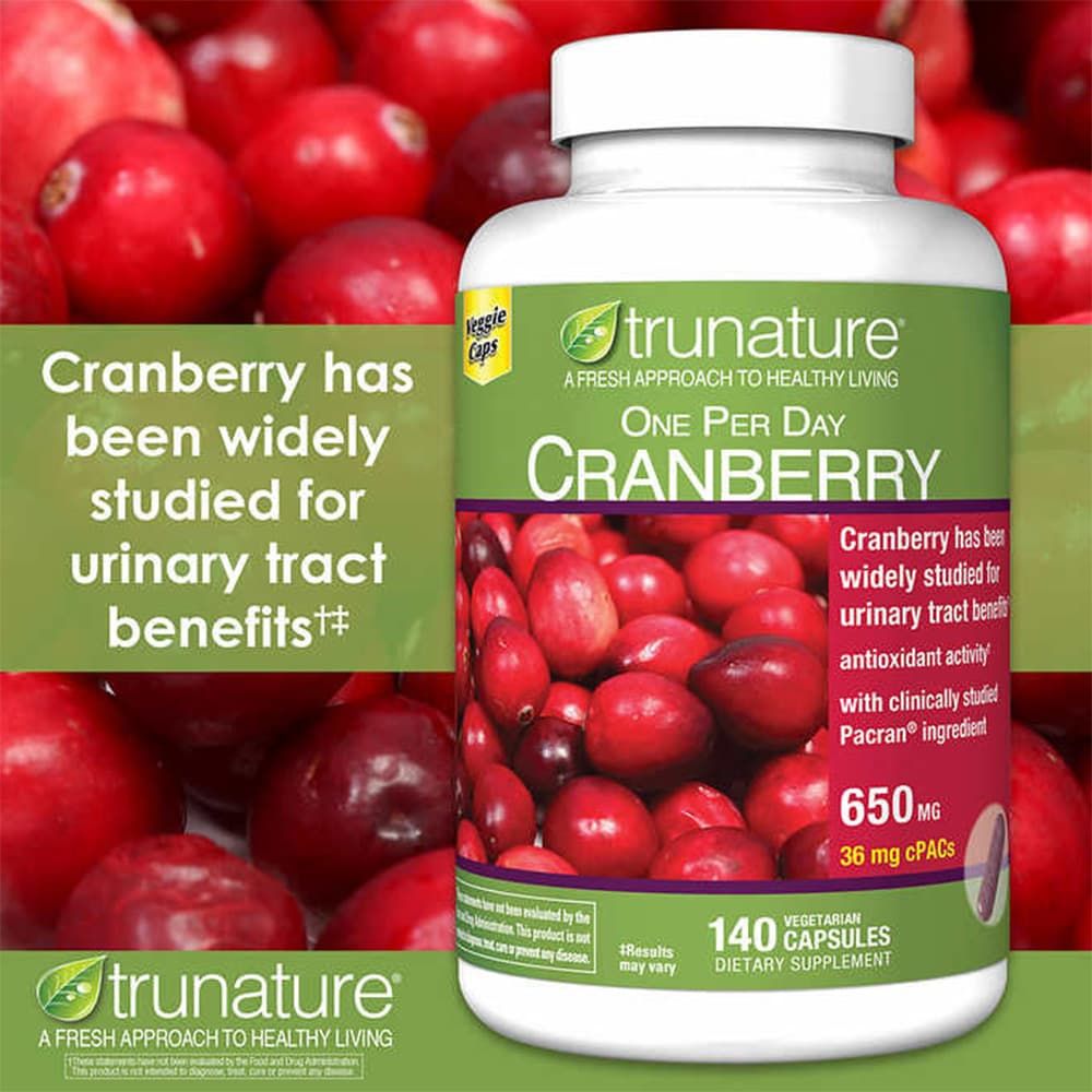 Viên uống hỗ trợ đường tiết niệu và chống oxy hóa Trunature Cranberry 650mg