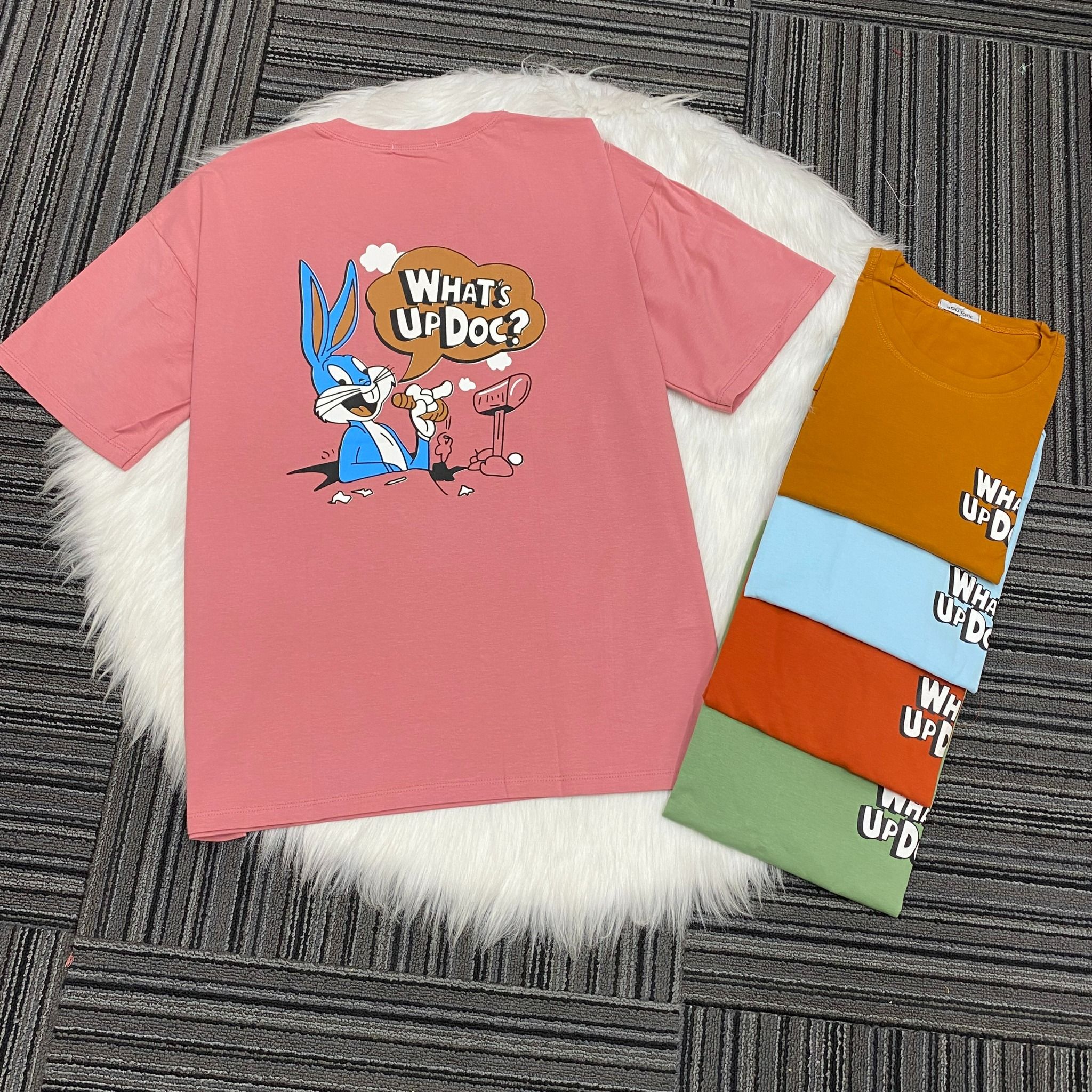 (Phom dưới 65kg) Đồ bộ nữ Eden phom rộng thun cotton in hình - DB014