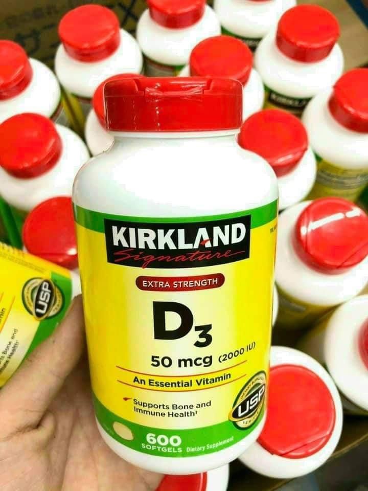 Viên uống vitamin D3 Kirkland Extra Strength D3 50mcg