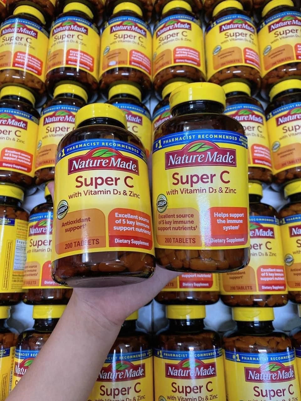 Viên uống tăng cường miễn dịch Nature Made Super C With D3 & Zinc – 200 viên