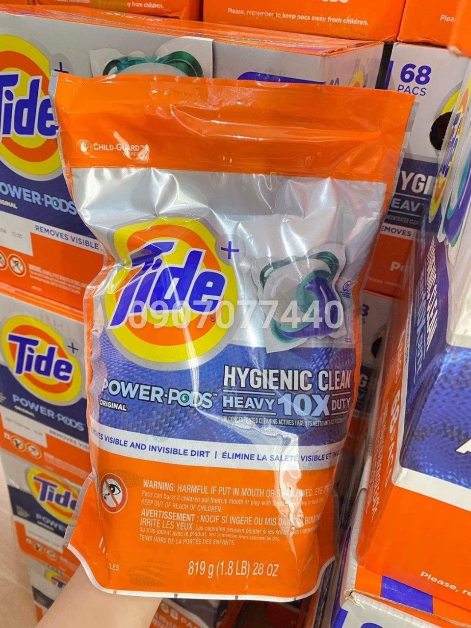 Viên giặt Tide Laundry Hygienic Clean Heavy 10X Duty Powder Pods của Mỹ