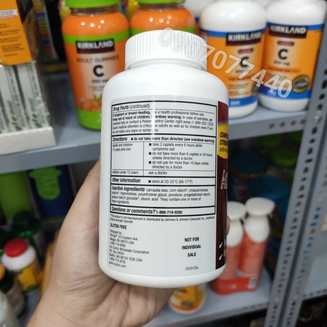 Viên uống giảm đau, hạ sốt Kirkland Signature Extra Strength Acetaminophen 500mg - 500 viên