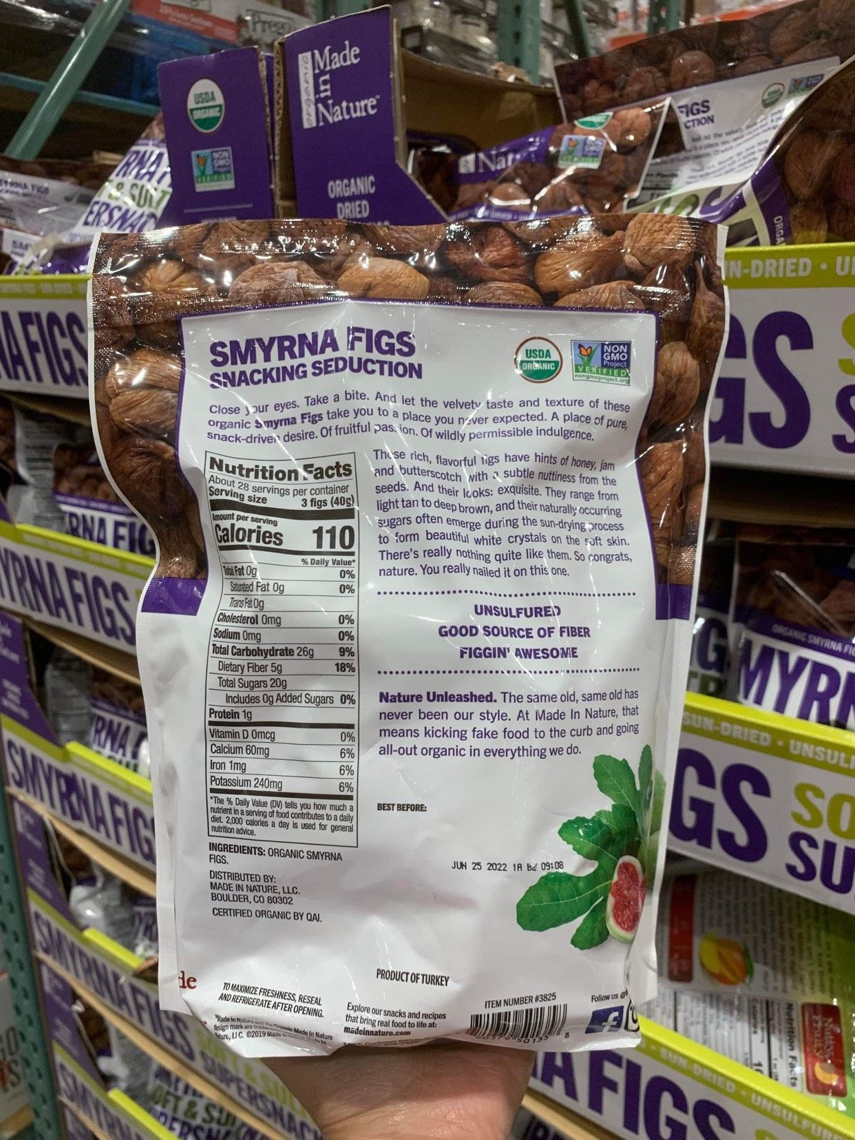 Sung hữu cơ sấy dẻo Made in Nature Organic Smyrna Figs – Bịch 1.13kg