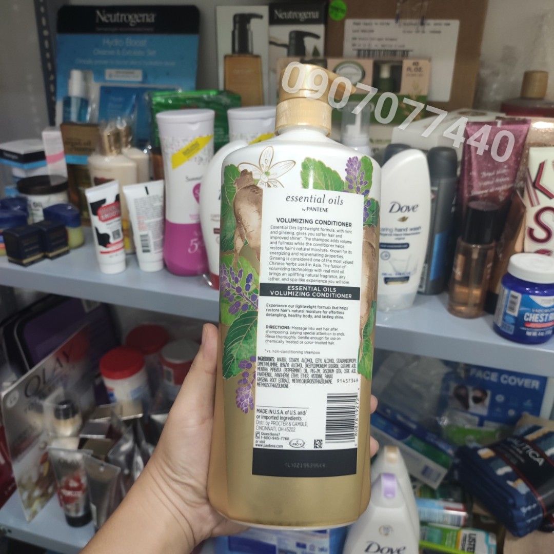 Dầu gội và dầu xả Pantene Essential Oils Mint & Ginseng của Mỹ
