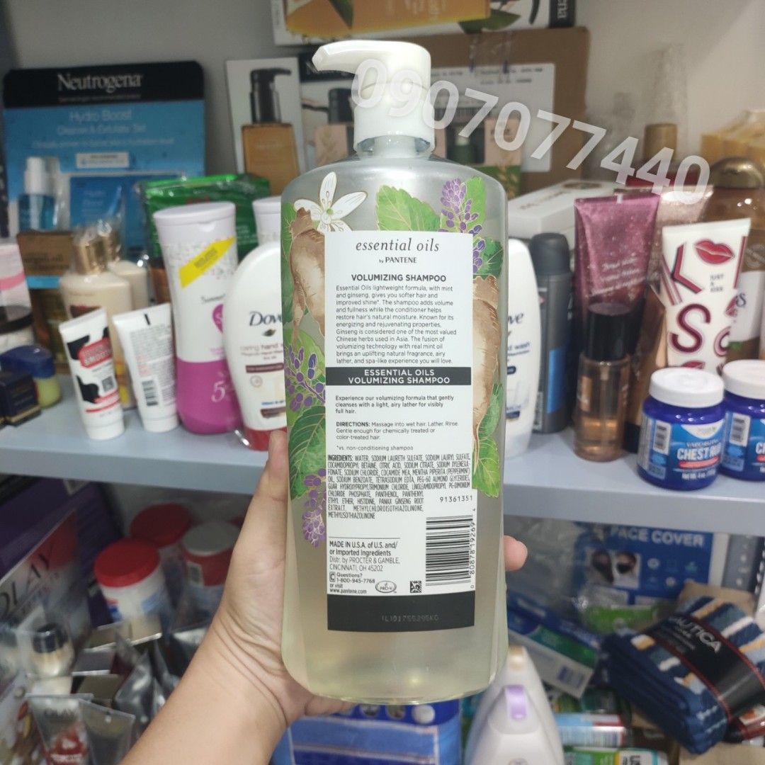 Dầu gội và dầu xả Pantene Essential Oils Mint & Ginseng của Mỹ
