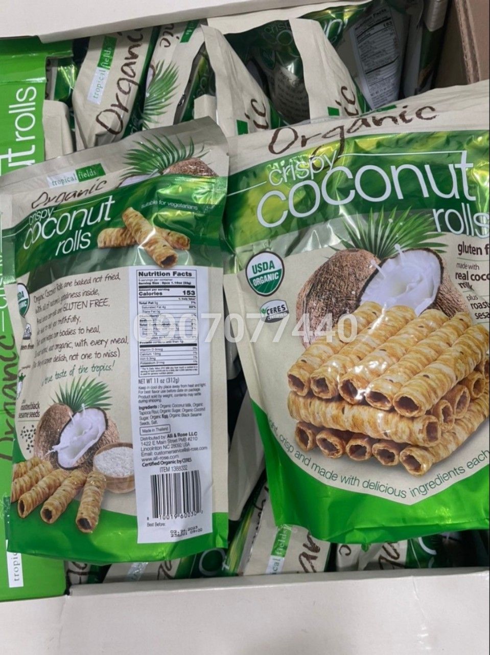 Bánh ống dừa hữu cơ Crispy Coconut Roll