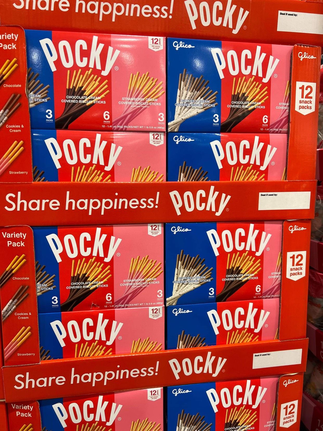 Bánh que Glico Pocky mix 3 vị của Mỹ - Hộp 480gr