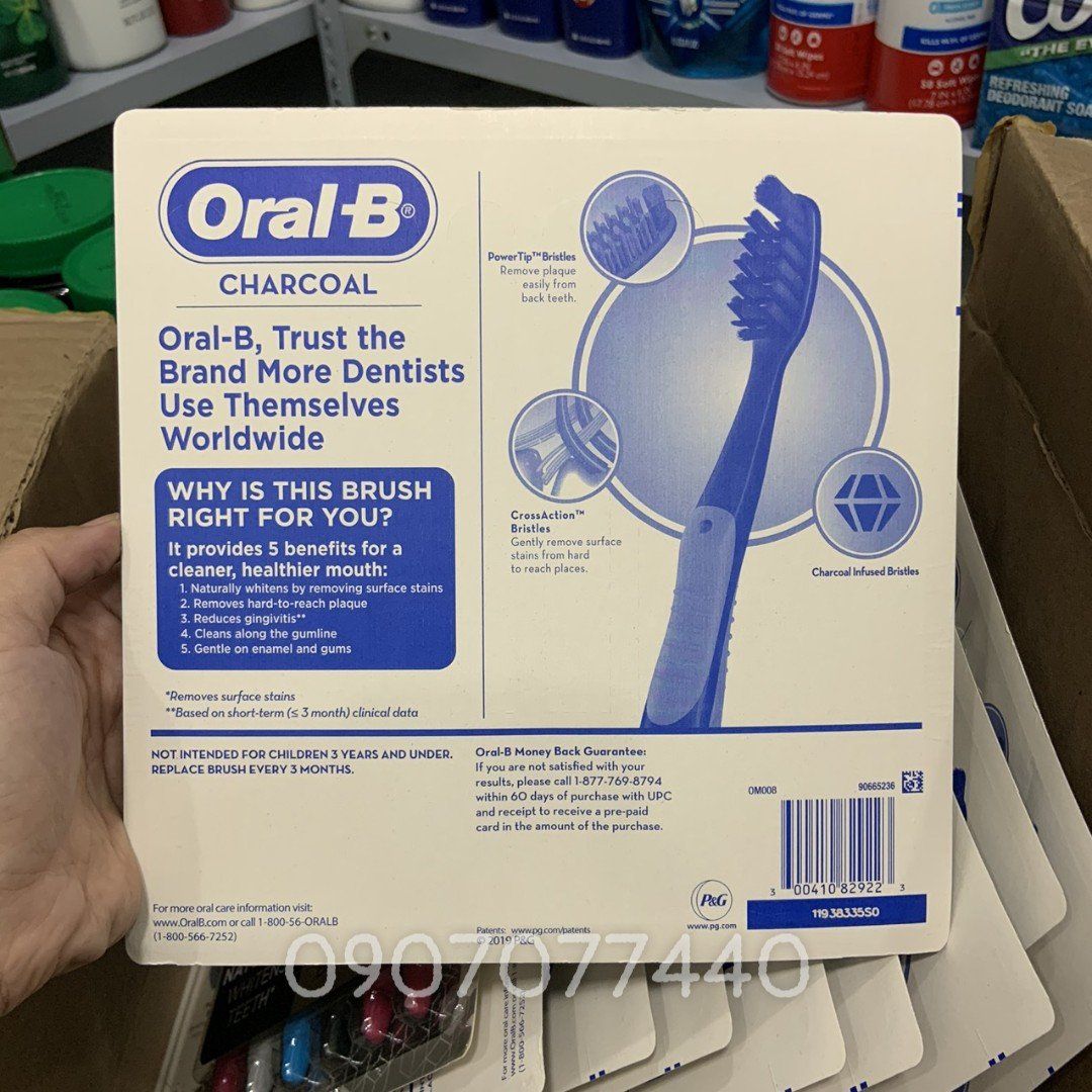 Set 6 bàn chải đánh răng cao cấp than hoạt tính Oral-B Charcoal Toothbrush