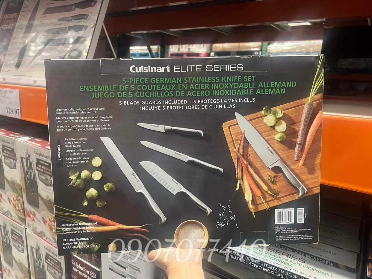 Bộ 5 dao thép không gỉ và vỏ bọc dao Cuisinart Elite Series