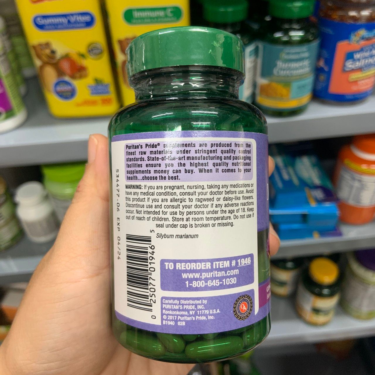 Viên uống giải độc, bổ gan Puritan’s Pride Milk Thistle Extract 1000mg – 180 viên