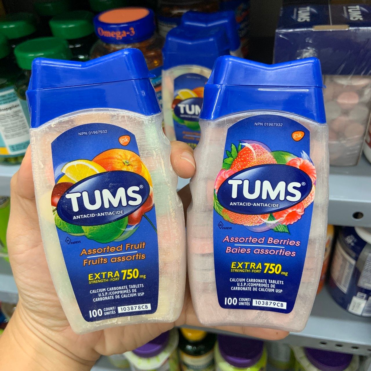 Viên ngậm, nhai giảm đau dạ dày Tums Antacid Extra Strength