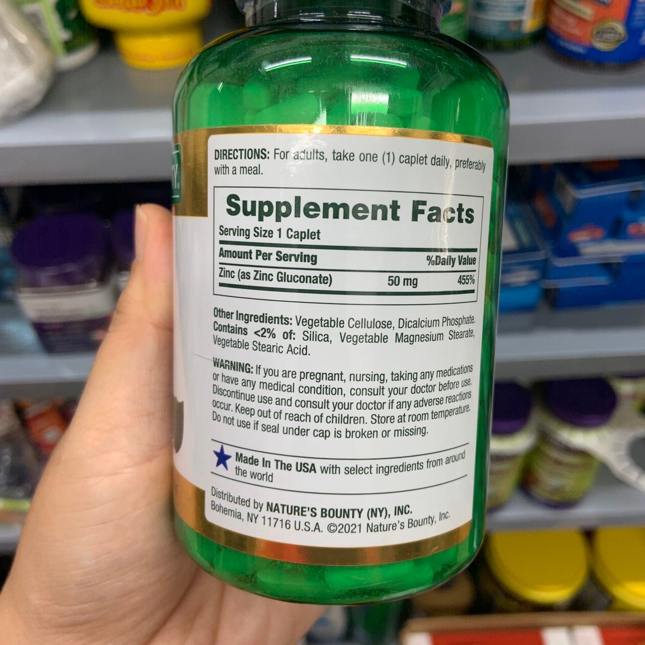 Viên uống bổ sung kẽm Nature’s bounty Zinc 50mg