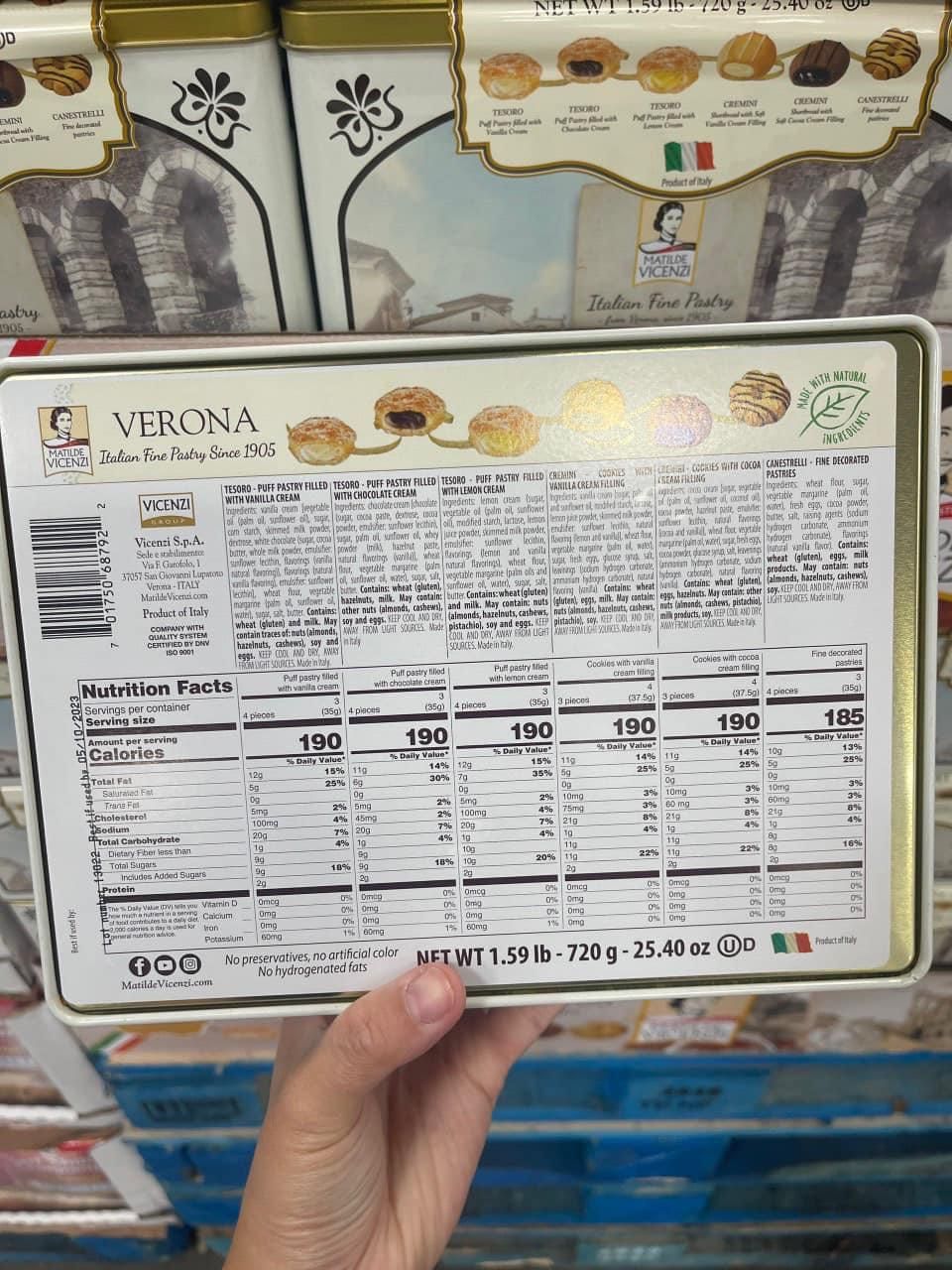 Bánh quy Matilde Vicenzi  hộp thiếc của Ý