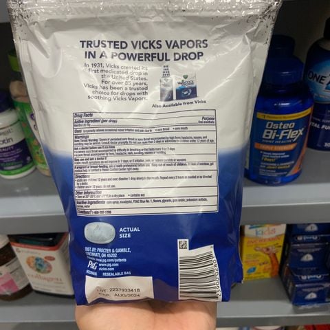  Kẹo ngậm giảm viên họng, giảm ho, thông mũi Vicks VapoCool Max Strength 