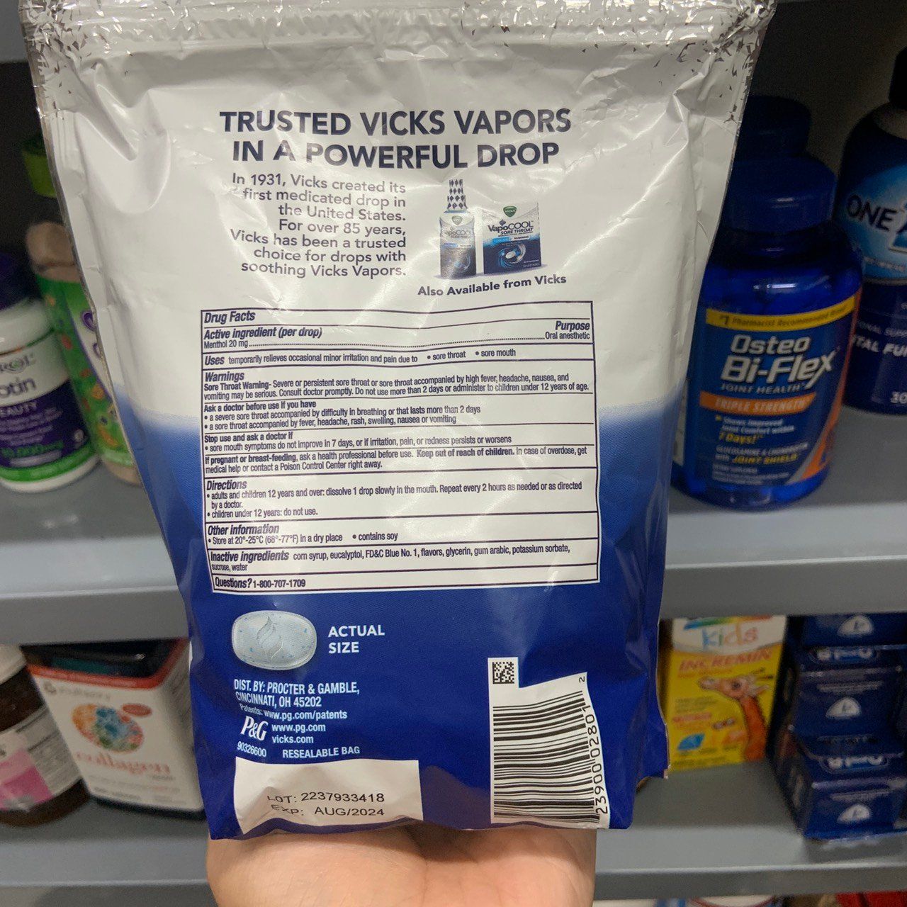 Kẹo ngậm giảm viên họng, giảm ho, thông mũi Vicks VapoCool Max Strength