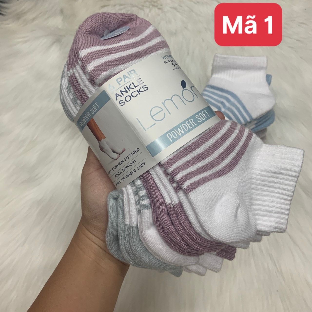 Set 6 đôi vớ ngắn dành cho nữ Lemon Powder Soft