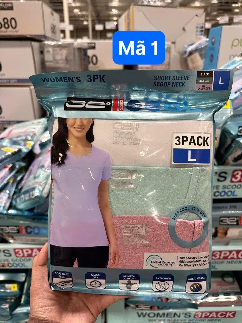 Set 3 áo thun nữ tay ngắn cổ tròn 32 độ Degree Cool