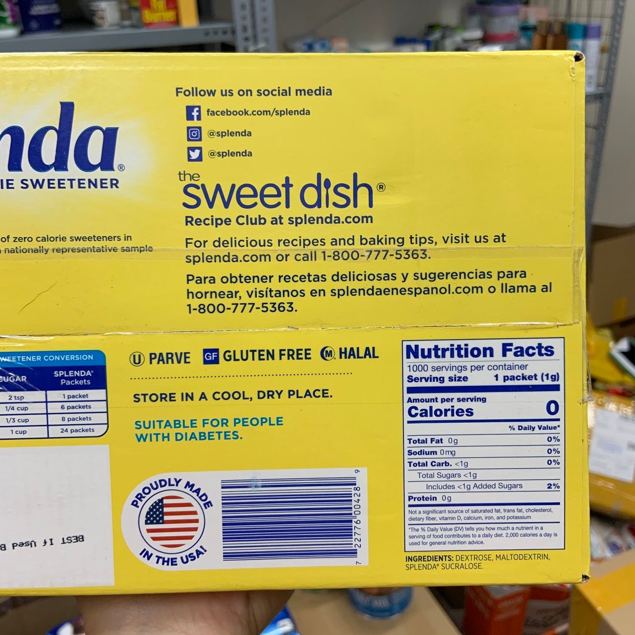 Đường ăn kiêng Splenda Zero Calorie Sweetener của Mỹ