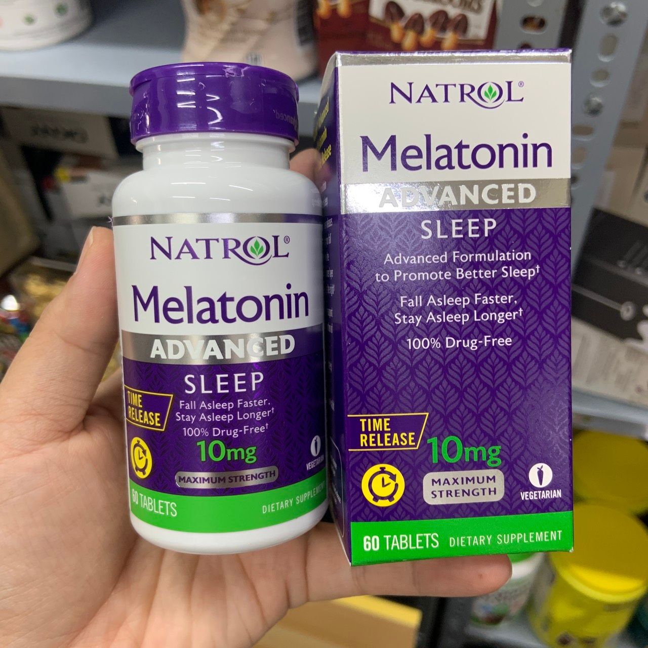 Viên uống cải thiện giấc ngủ Natrol Melatonin Advanced Sleep 10mg