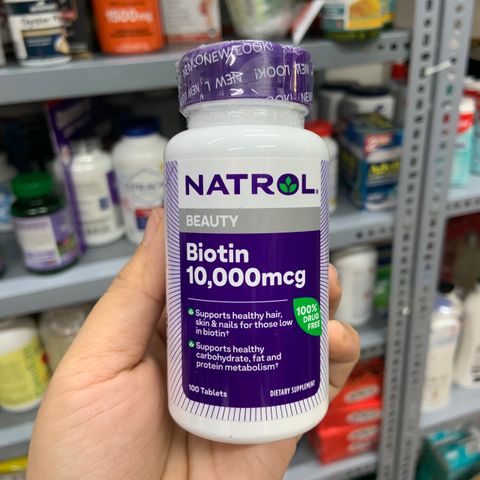  Viên uống/ ngậm hỗ trợ mọc tóc và chống rụng tóc Natrol Biotin Beauty 10,000mcg 