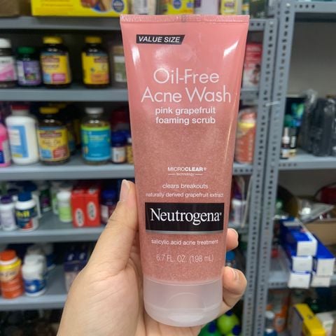  Sữa rửa mặt giảm mụn, tẩy tế bào chết Neutrogena Oil Free Acne Wash Pink Grapefruit 