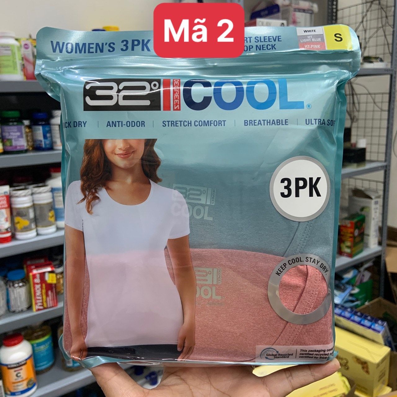 Set 3 áo thun nữ tay ngắn cổ tròn 32 độ Degree Cool