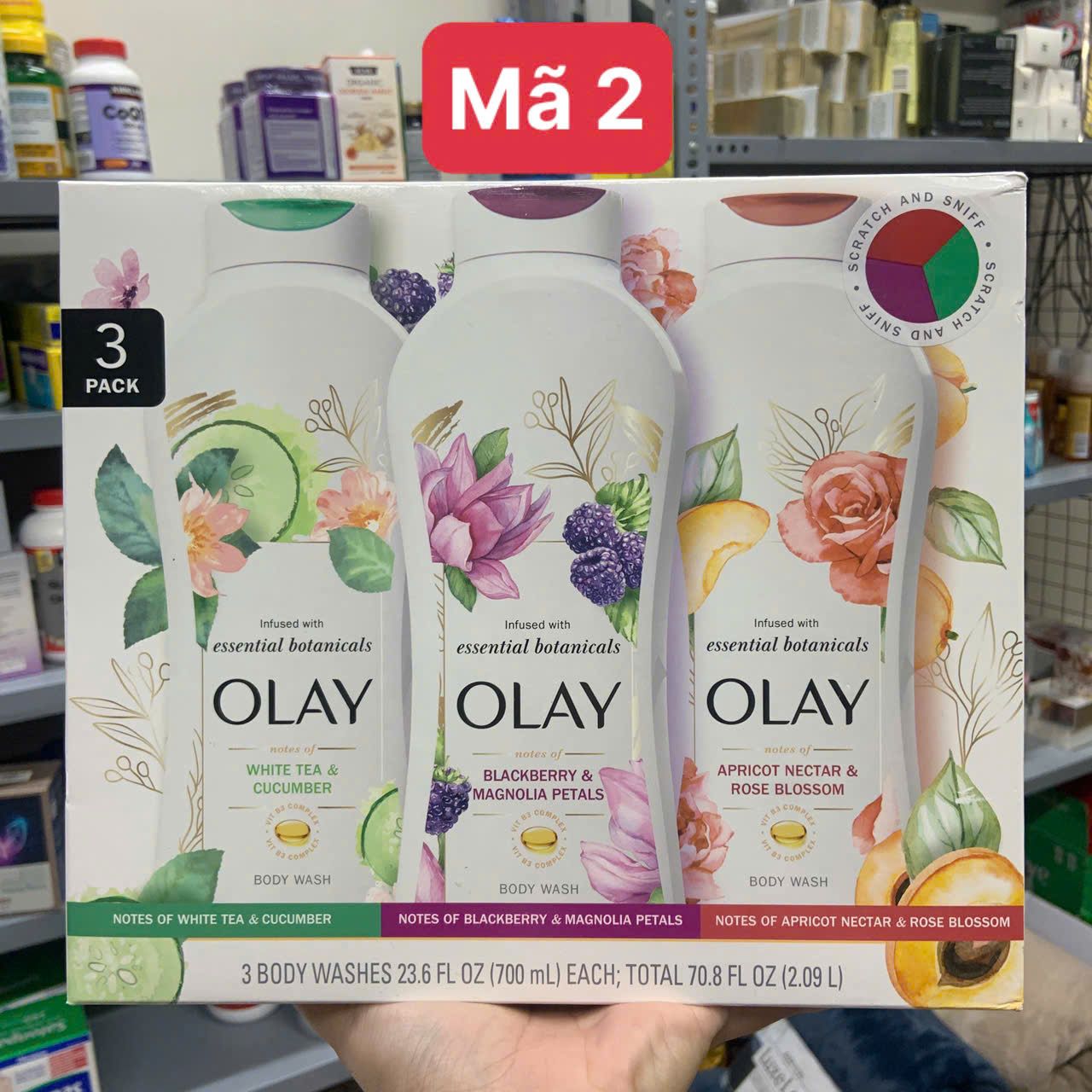 Bộ 3 chai sữa tắm Olay Essential Botanicals Body Wash
