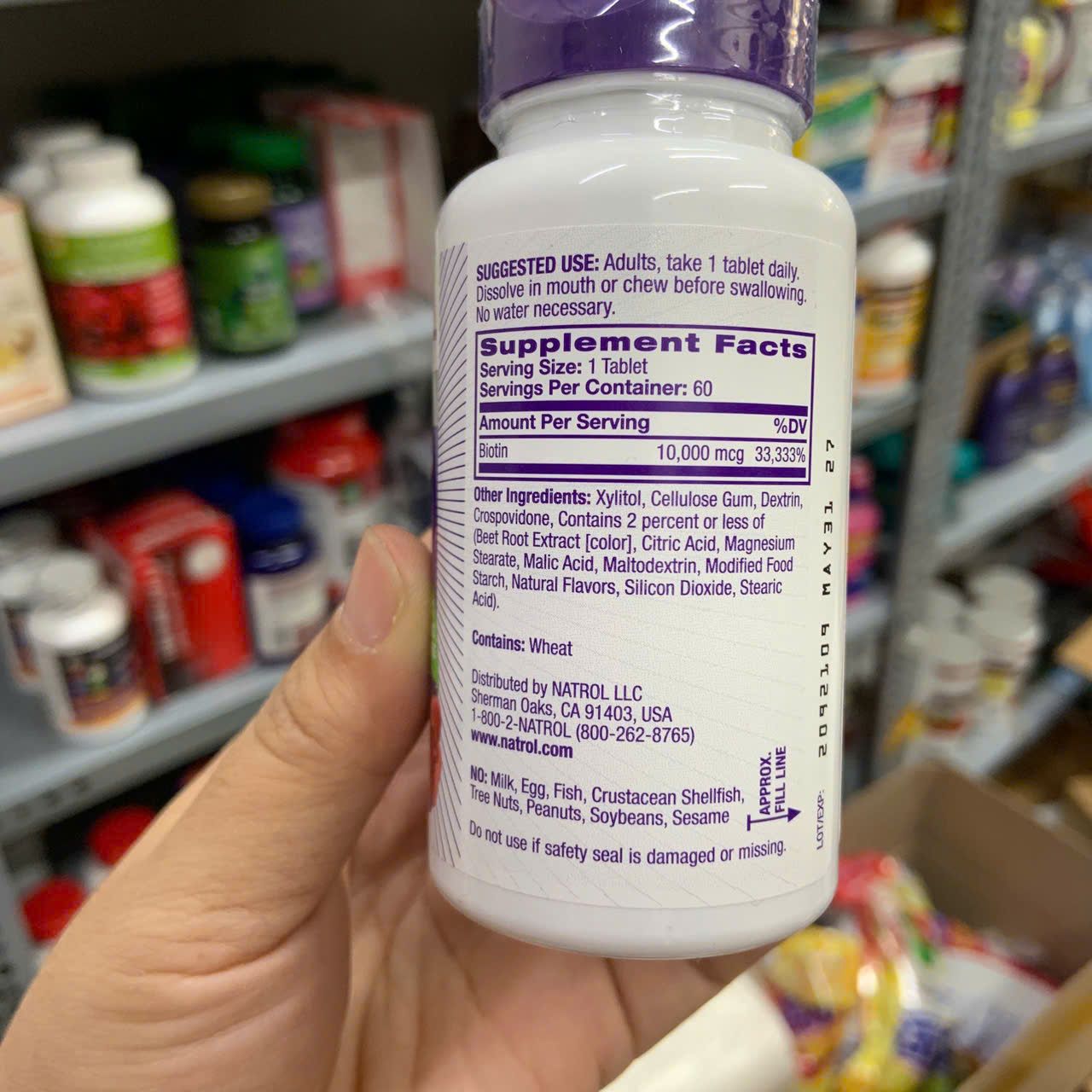 Viên uống/ ngậm hỗ trợ mọc tóc và chống rụng tóc Natrol Biotin Beauty 10,000mcg