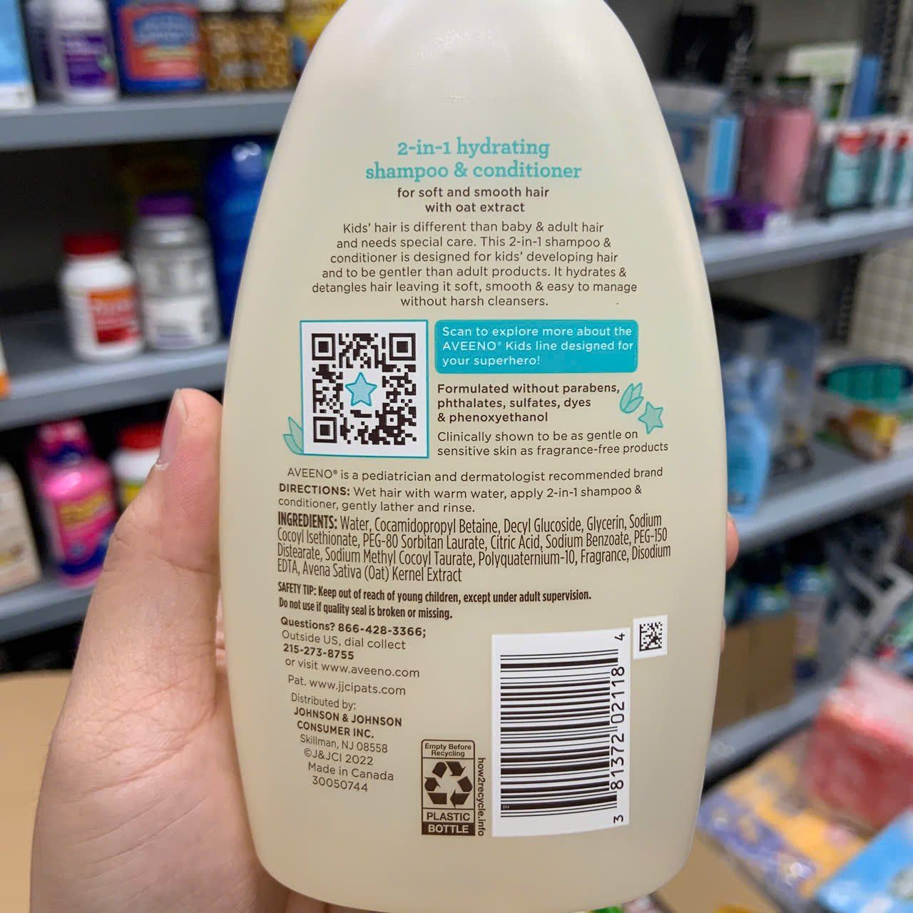 Dầu gội và xả Aveeno Kids Hydrating Shampoo & Conditioner
