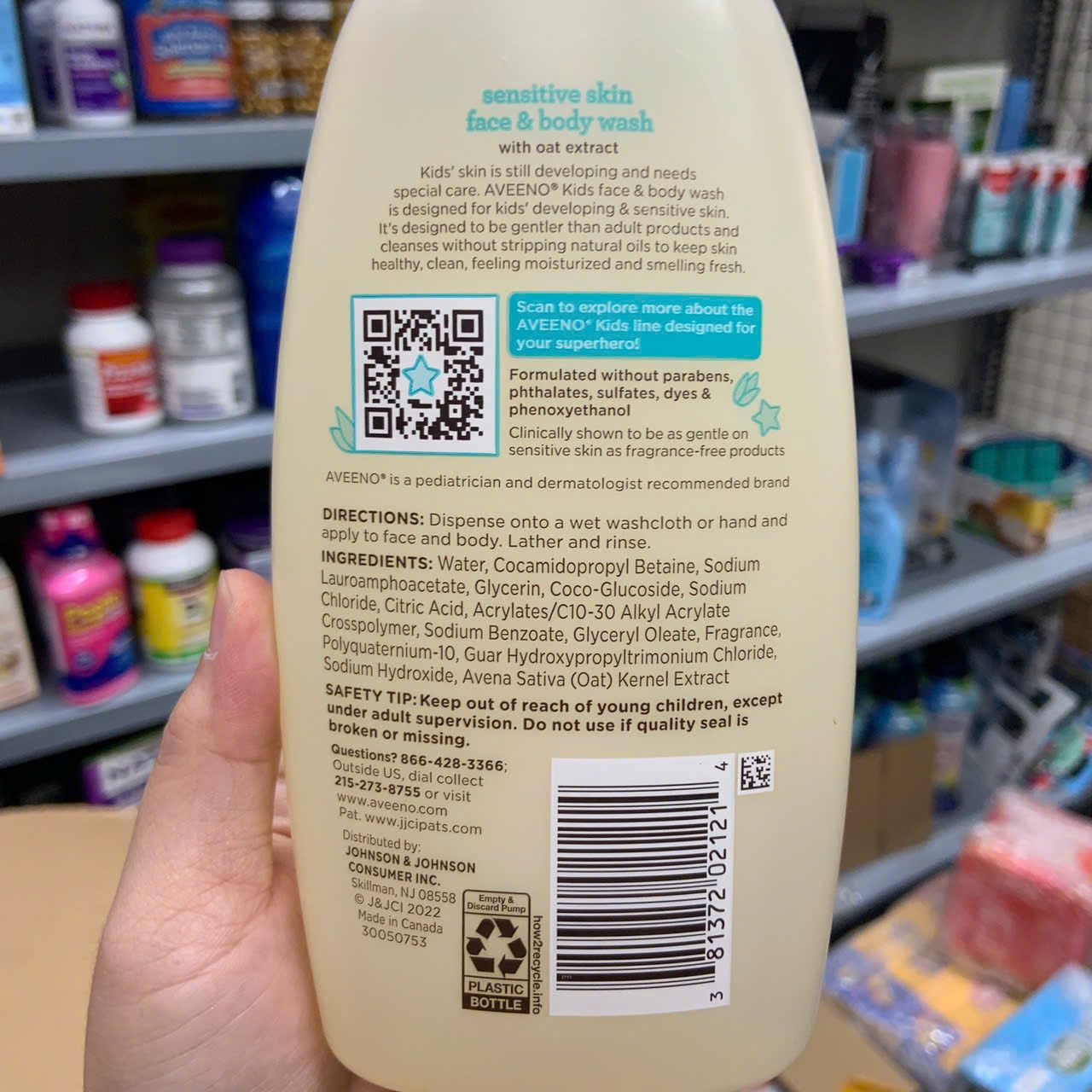 Sữa tắm và rửa mặt dành cho trẻ em Aveeno Kids Face & Body Wash