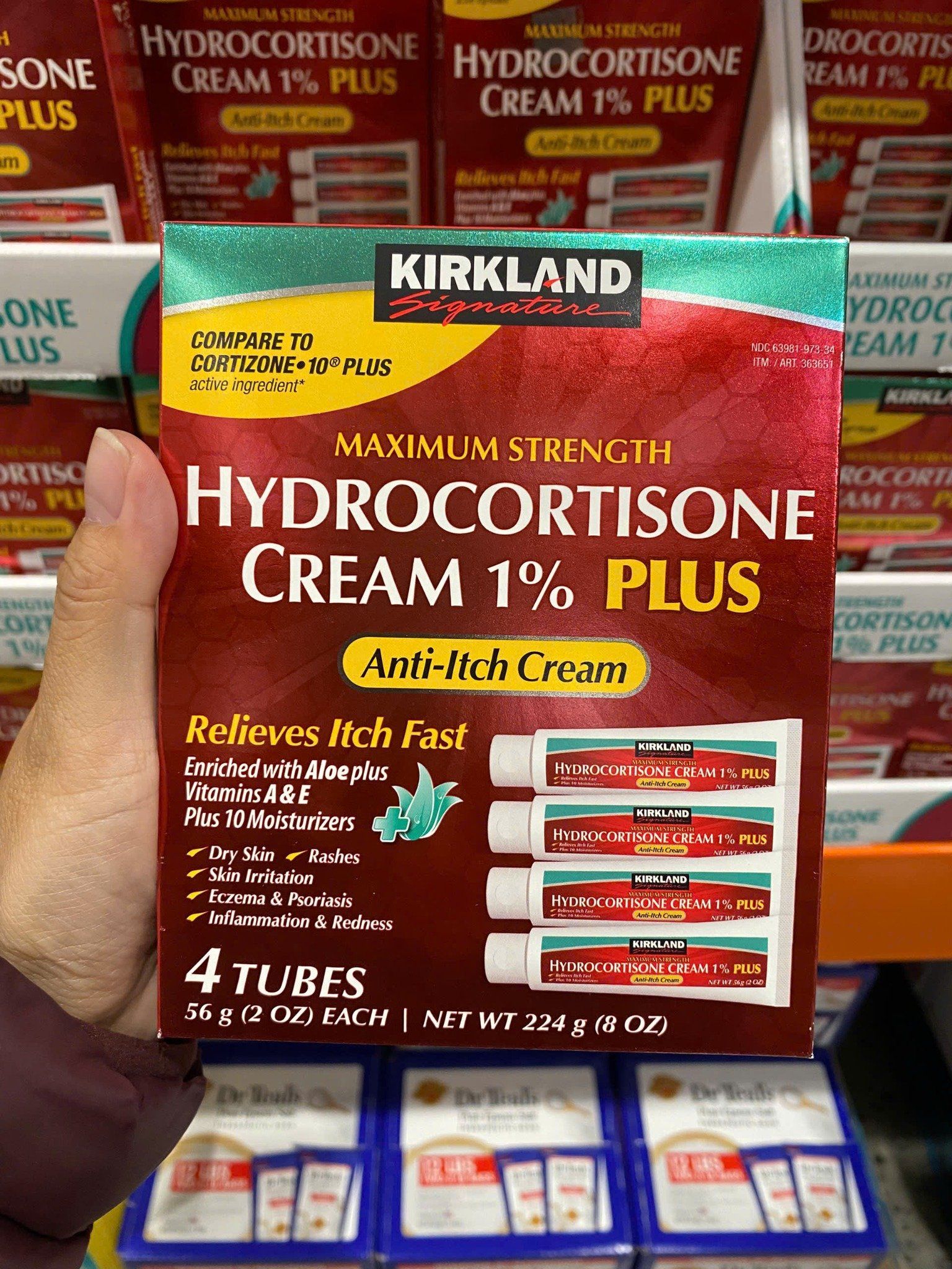 Kem giảm ngứa do chàm, dị ứng, côn trùng cắn Kirkland Signature Hydrocortisone 1% Plus Anti-Itch Cream
