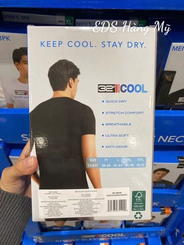  Set 3 áo thun nam cổ tròn tay ngắn 32 Degrees Cool Short Sleeve Crew Neck 