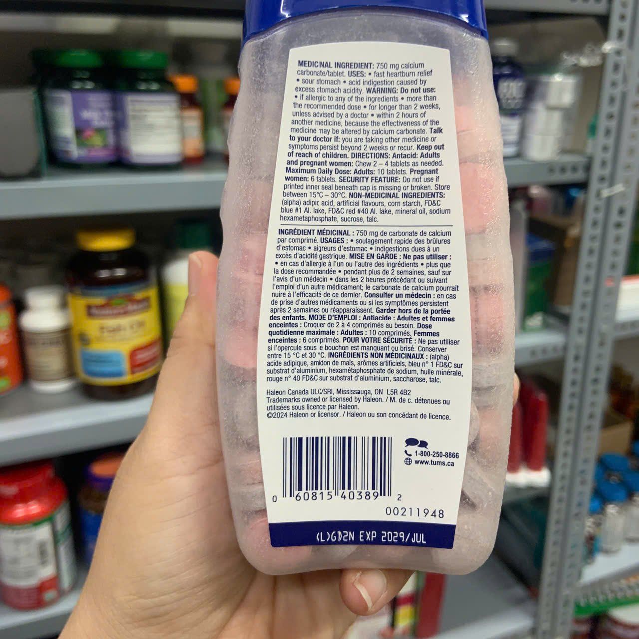 Viên ngậm, nhai giảm đau dạ dày Tums Antacid Extra Strength