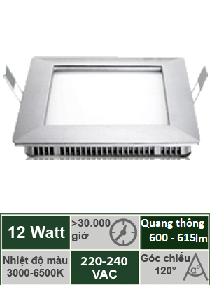 Đèn Led Panel âm trần vuông 12W Vinaled PL-BS12/PL-BW12