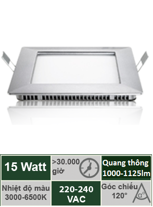 Đèn Led Panel âm trần vuông 15W Vinaled PL-BS15/PL-BW15