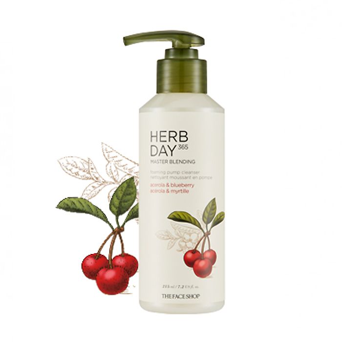 Sữa Rửa Mặt Phục Hồi Sinh Khí Làm Sáng Da HERB DAY 365 MASTER BLENDING LIQUID FOAM ACEROLA & BLUEBERRY (215ml)