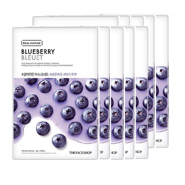  Mặt Nạ Giấy Cải Thiện Độ Đàn Hồi THEFACESHOP THEFACESHOP BLUEBERRY FACE MASK (SET 10PCS) 