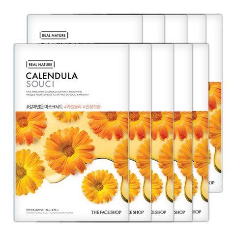 Combo 10 Mặt Nạ Dưỡng Phục Hồi Da Dịu Nhẹ THEFACESHOP REAL NATURE CALENDULA FACE MASK 20g (GZ)