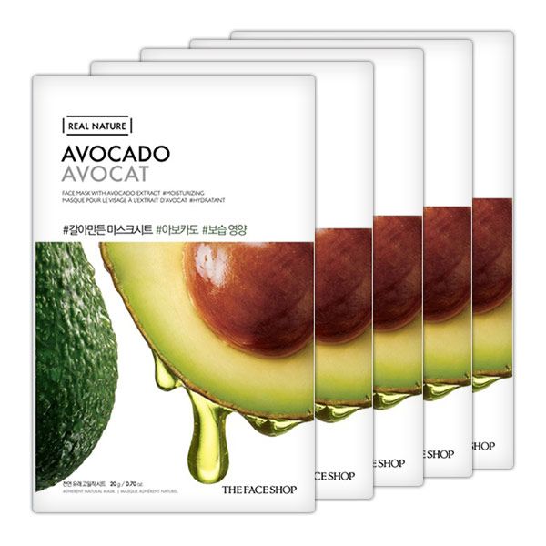 Mặt Nạ Giấy Phục Hồi Ẩm Tối Ưu THEFACESHOP REAL NATURE AVOCADO FACE MASK(SET 5PCS)