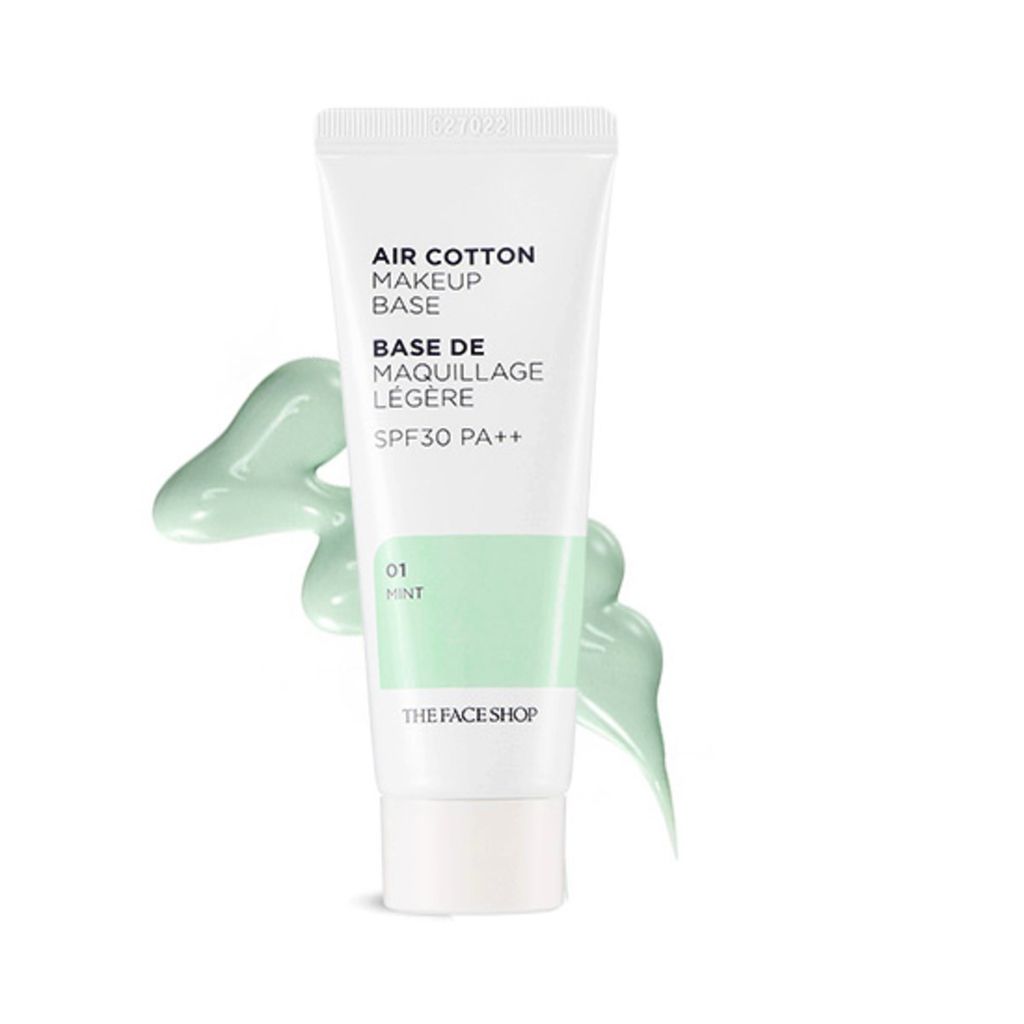  Kem Lót Dành Cho Da Mụn Sắc Đỏ THEFACESSHOP AIR COTTON MAKE UP BASE SPF30 PA++ (01 MINT) 